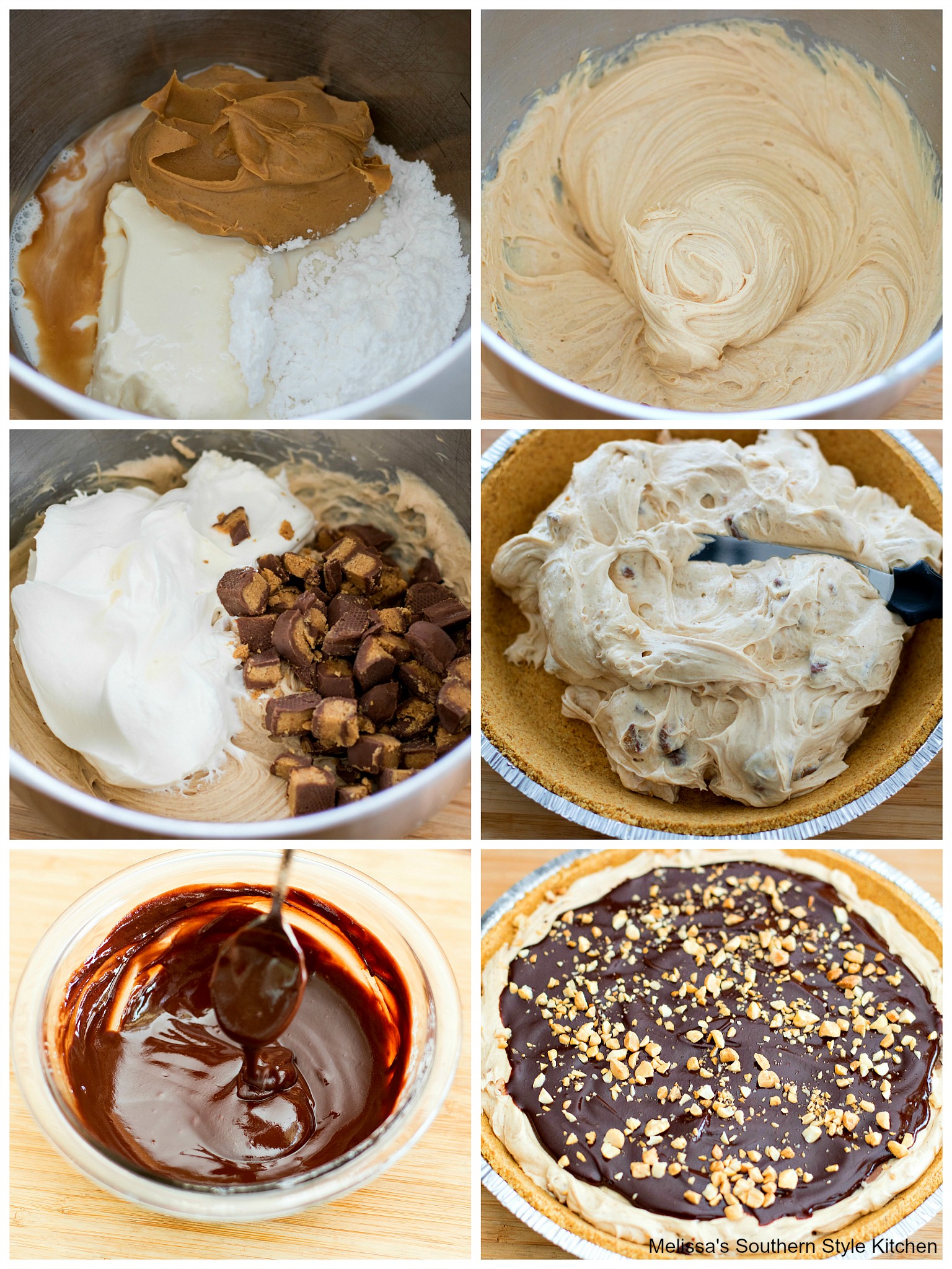 step-by-step images for making peanut butter pie