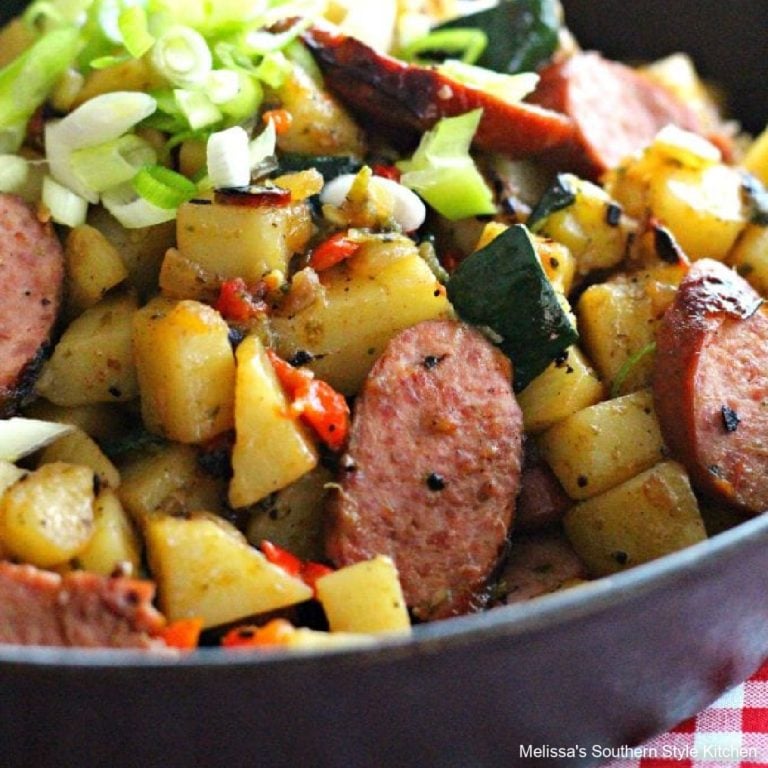 Skillet Potato Hash with Zucchini and Sausages