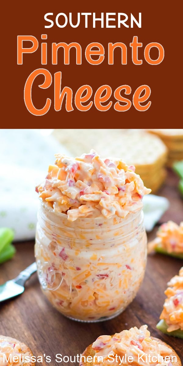 Whip-up a batch of Southern Pimento Cheese for light meals and snacking #pimentocheese #cheese #pimentos #cheesy #appetizer #snacks #pimientocheese #southernpimentocheese #southernfood #southernrecipes #cheese #cheddarcheese #vegetarian