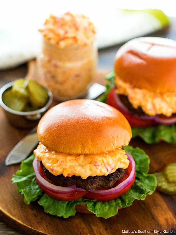 southern-pimento-cheese on burgers