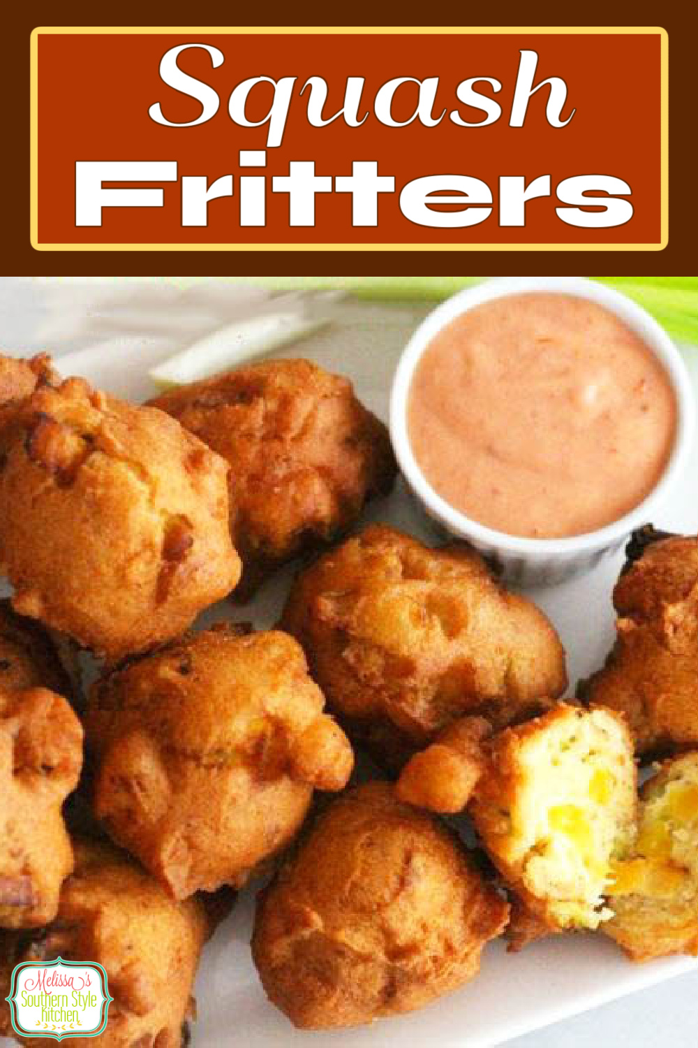 Serve these hushpuppy-like crispy Squash Fritters with a spicy sriracha sauce for dipping #squashfritters #squash #fritters #summerrecipes #hushpuppies #srirachasauce #yellowsquash #sidedishrecipes #appetizers #southernrecipes #southernfood via @melissasssk