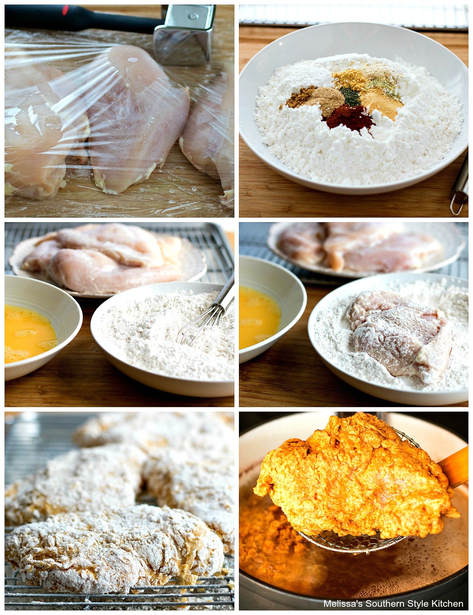 ingredients to make crispy chicken and step-by-step images