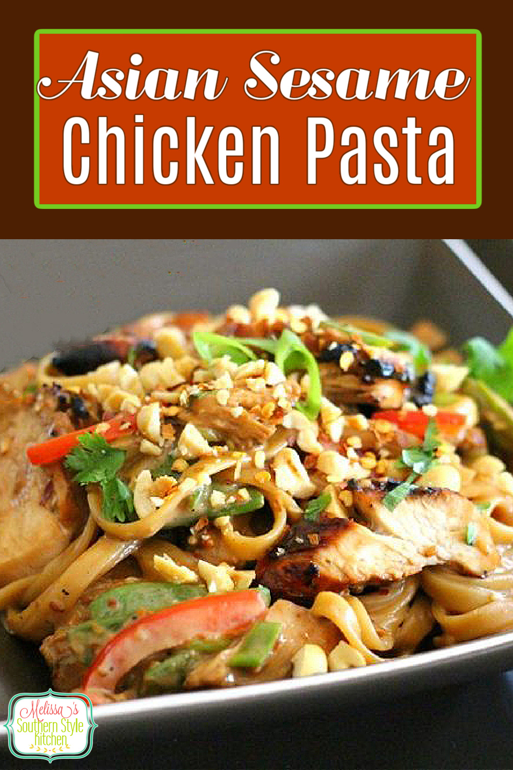 This Asian Sesame Chicken Pasta is delicious warm, at room temperature or chilled. #asianchicken #sesamechicken #easychickenrecipes #sesamepasta #pastarecipes #dinner #dinnerideas #southernfood #southernrecipes #pasta via @melissasssk