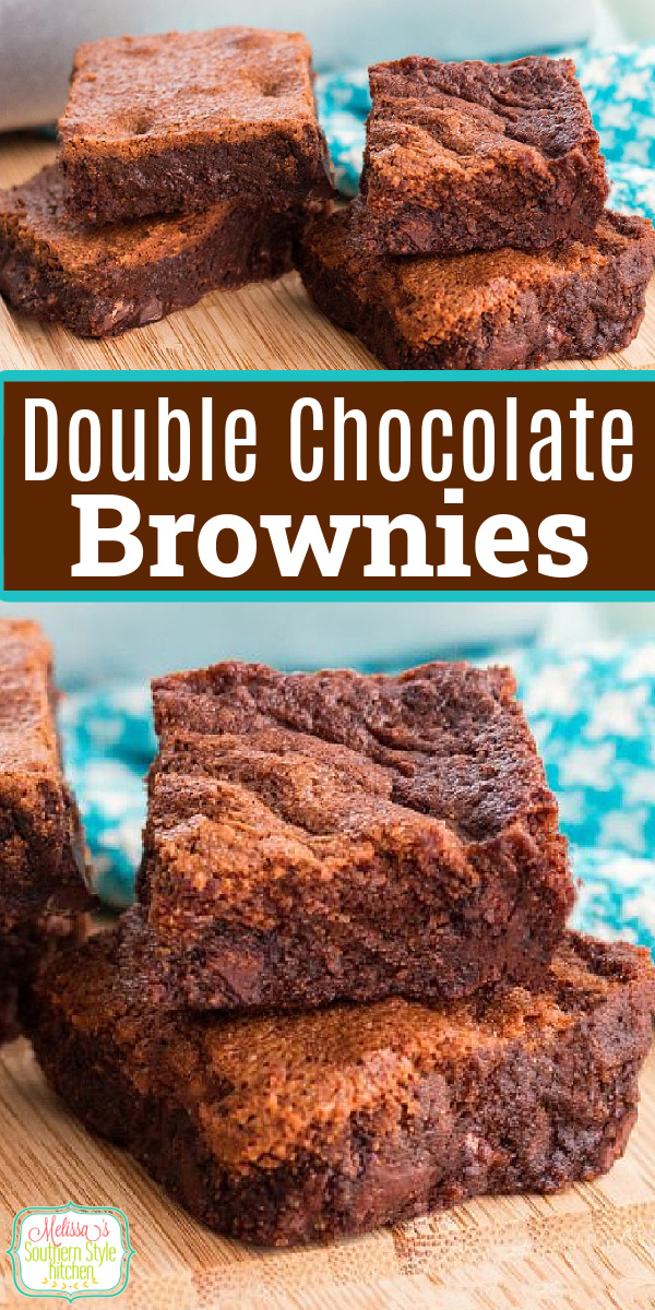 What's better than a chocolate brownie? Double Chocolate Brownies! #brownies #doublechocolatebrownies #browniesrecipes #homemadebrownies #easybrownies #desserts #easyrecipes #chocolate #chocolatedesserts via @melissasssk