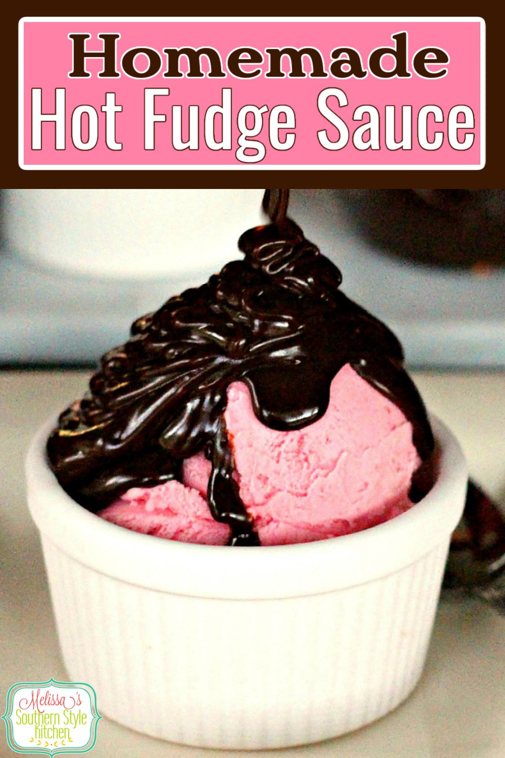 Rich and fudgy Homemade Hot Fudge Sauce to drizzle on ice cream, cakes or serve as a dessert fondue #hotfudge #hotfudgesauce #ganache #hotfudgetopping #fudgerecipes #desserts #dessertfoodrecipes #chocolatesauce #chocolate #southernfood #southernrecipes via @melissasssk