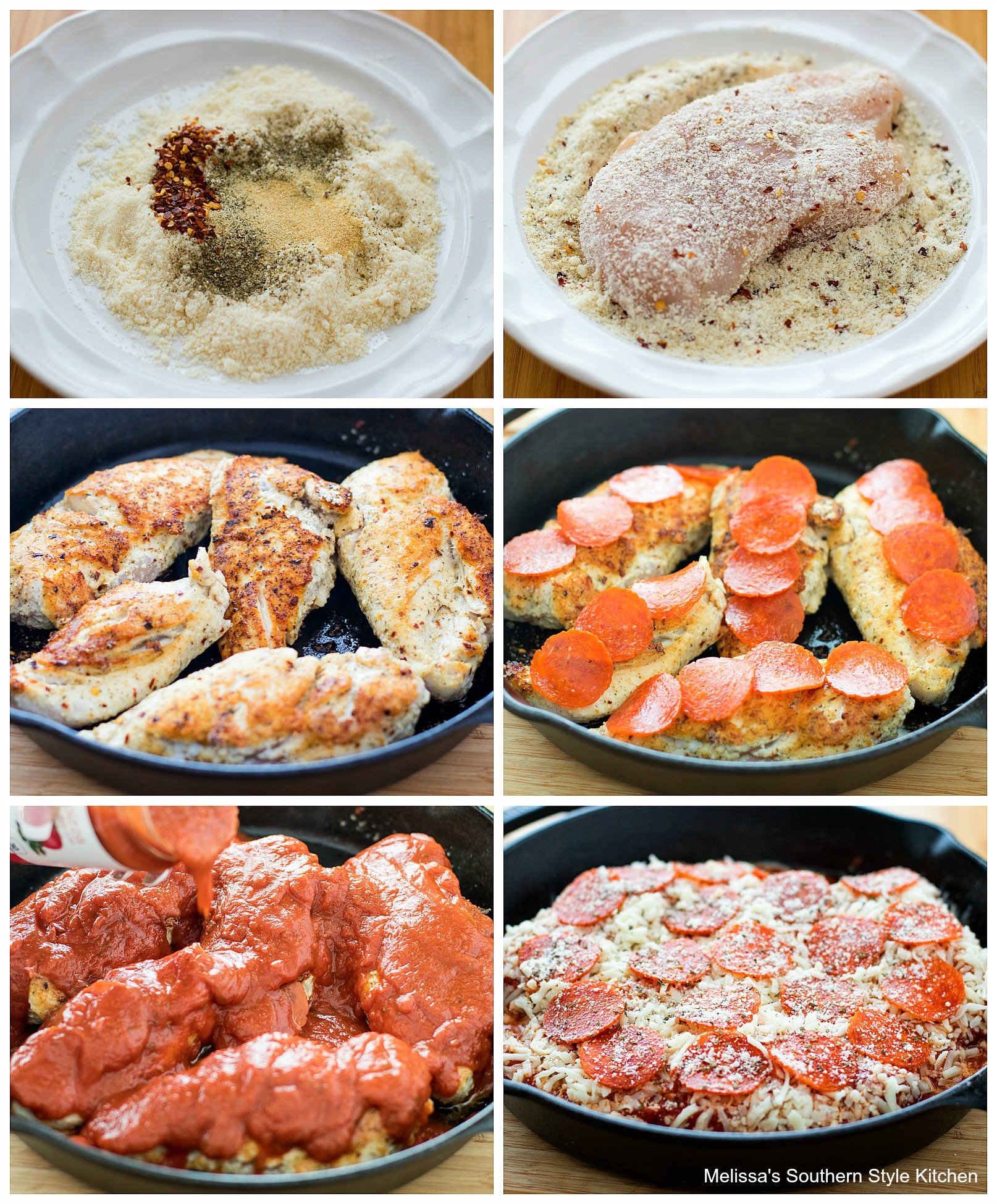 step-by-step image and ingredients to prepare pizza chicken 