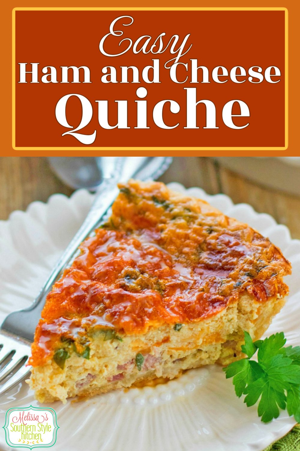 This Easy Ham and Cheese Quiche recipe is simple to make with everyday ingredients or a delicious way to use leftover holiday ham. #hamquiche #hamadcheesequiche #easyquicerecipe #leftoverhamrecipes #holidayhamrecipes #hamandcheese #hamrecipes via @melissasssk