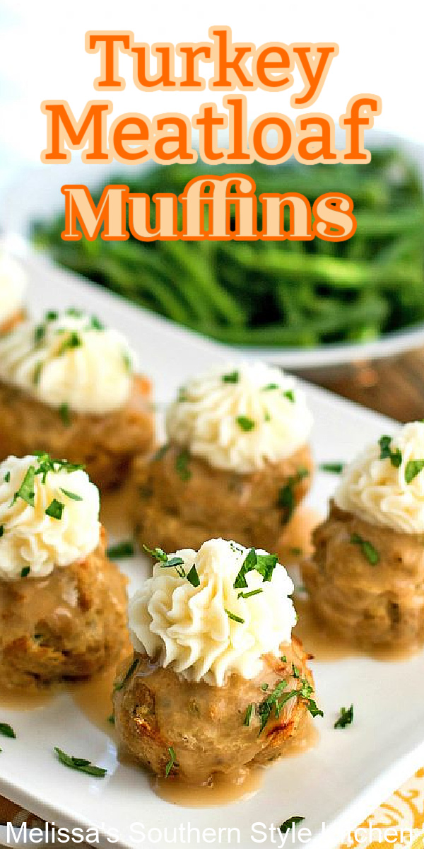 Top these mouthwatering turkey meatloaf muffins with a dollop of mashed potatoes for the finishing touch #meatloaf #turkeymeatloaf #meatloafmuffins #thanksgiving #fallrecipes #turkeyrecipes #kidfriendlyfood #dinner #dinnerideas #southernfood #southernrecipes #holidayrecipes