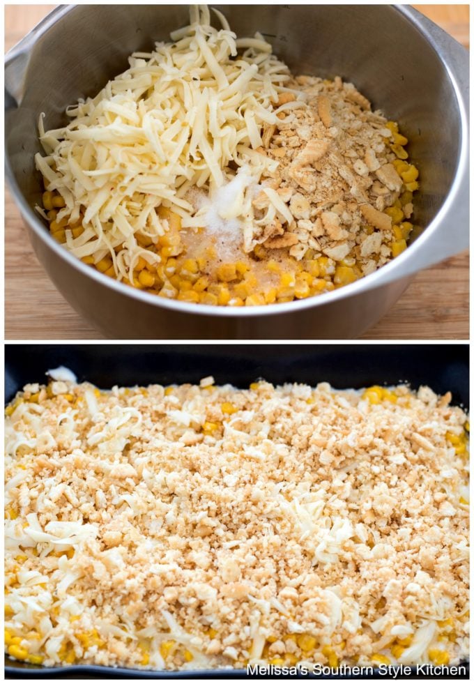 ingredients for corn casserole in a bowl