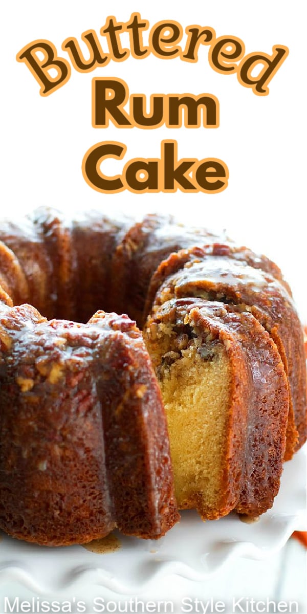 This insanely delicious homemade Buttered Rum Cake is holiday ready #butteredrum #butteredrumcake #cakes #cakerecipes #pecns #pecancake #desserts #dessertfoodrecipes #holidaybaking #holidays #rum #southernrecipes #southernfood