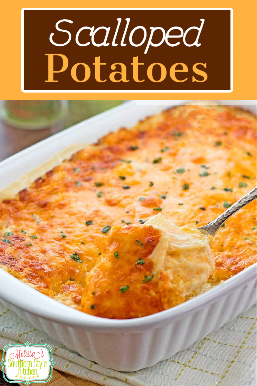 This cheesy Scalloped Potatoes Recipe will turn any occasion into something special #scallopedpotatoes #potatocasserole #cheesypotatoes #potaoes #casseroles #potatogratin #augratinpotatoes #holidaysides #southernrecipes #dinnerideas #southernfood #melissassouthernstylekitchen via @melissasssk