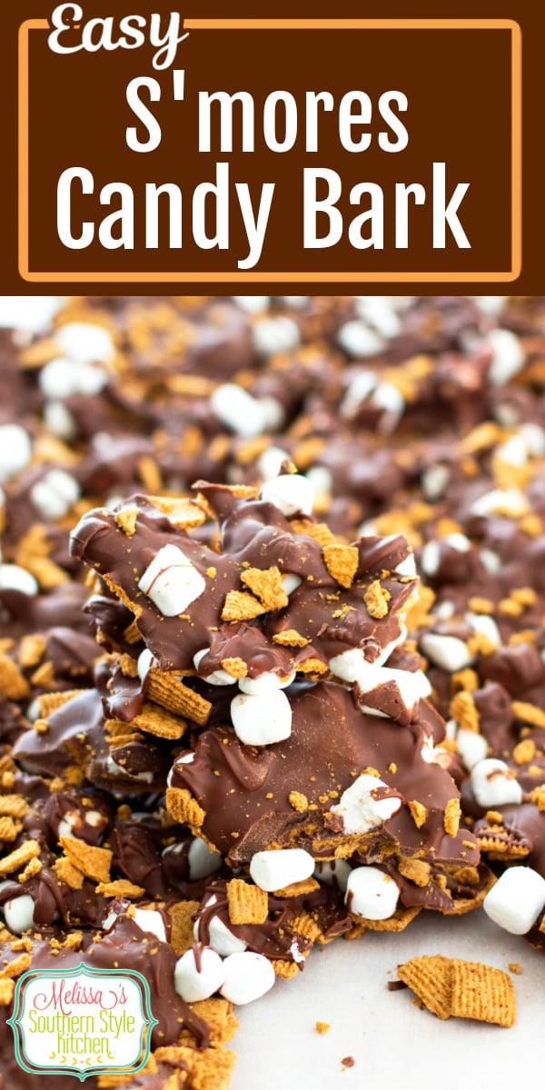 No campfire is needed to make this Easy S'mores Candy Bark #smores #candy #candybark #smorescandy #chocolate #easydesserts #desserts #deessertfoodrecipes #holidayrecipes #marshmallows #southernfood #southernrecipes