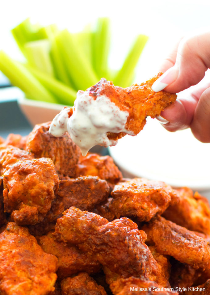 Baked Buffalo Wings with bleu cheese dressing