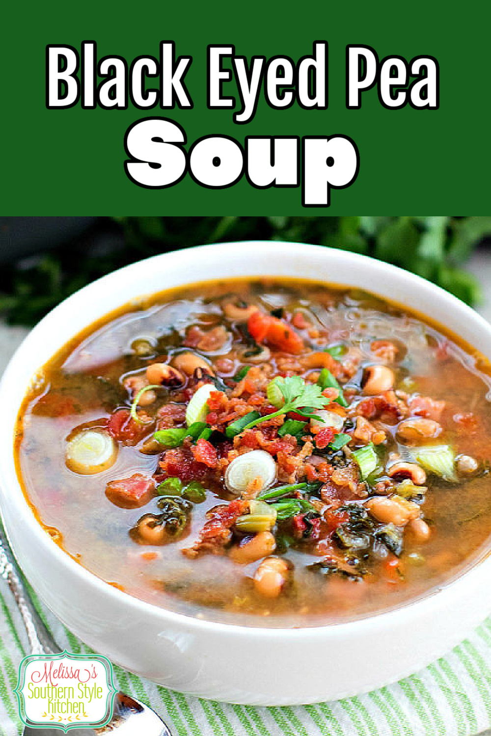 Enjoy a warm and cozy bowl of Black Eyed Pea Soup for your New Year's Day celebration #blackeyedpeas #soup #blackeyedpeasoup #souprecipes #bestsouprecipes #newyearsdayrecipes #southernfood #southernrecipes #dinner #dinnerrecipes