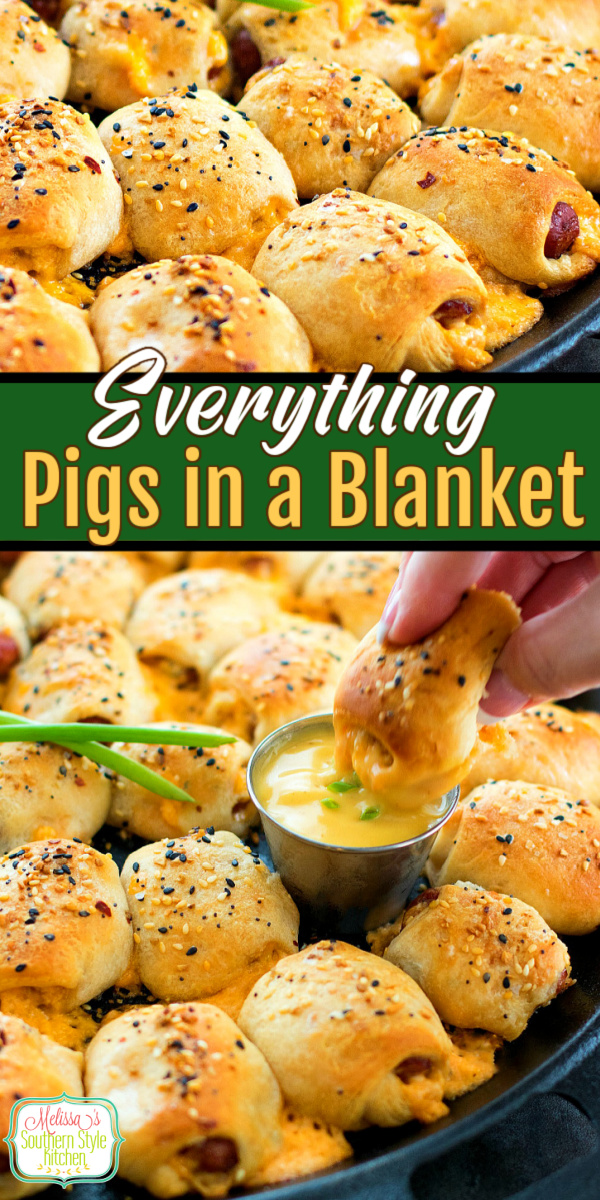 Take this classic snack to another level with Everything bagel seasoning ~ Everything Pigs in a Blanket #pigsinablanket #minicrescentdogs #hotdogs #appetizers #snacks #lilsmokies #smokedsausages #partyfood #easyrecipes #superbowlfood #appetizers #tailgating #graduationparty #food #recipes #southernrecipes #southernfood #melissassouthernstylekitchen via @melissasssk