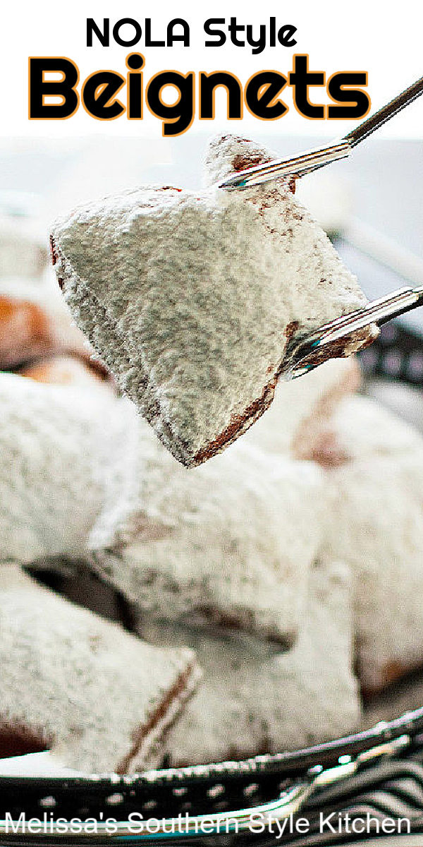 These fluffy NOLA style Beignets are a treat any time of day #beignets #mardisgrasrecipes #NOLA #sweets #desserts #beignetsrecipe #bestbeignets #southernrecipes