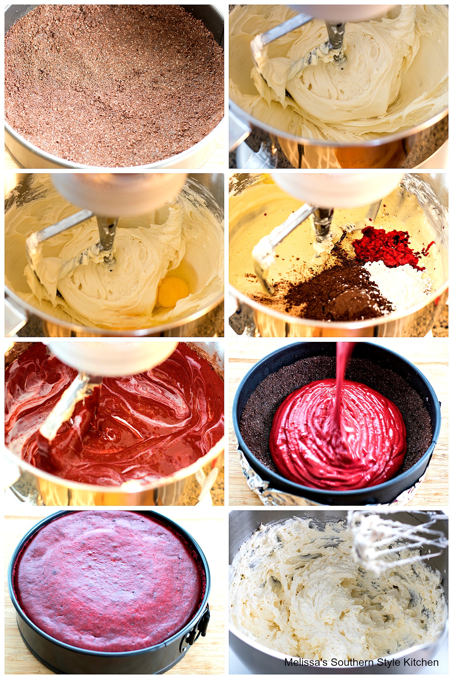 Red Velvet Cheesecake ingredients in a mixing bowl