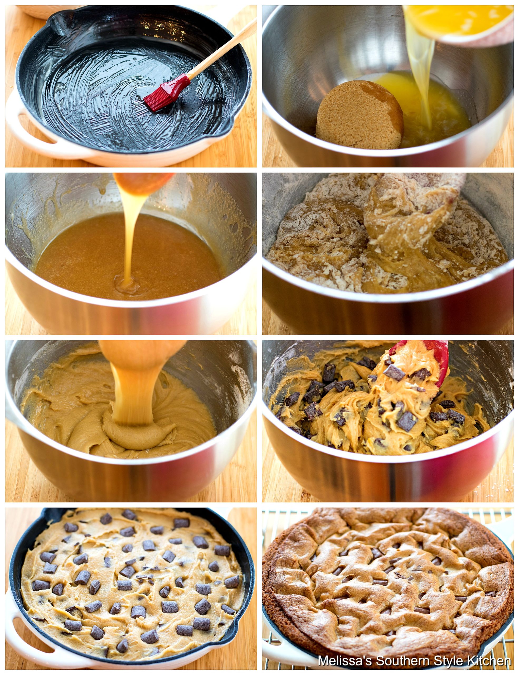step-by-step images and ingredients for chocolate chunk cookies