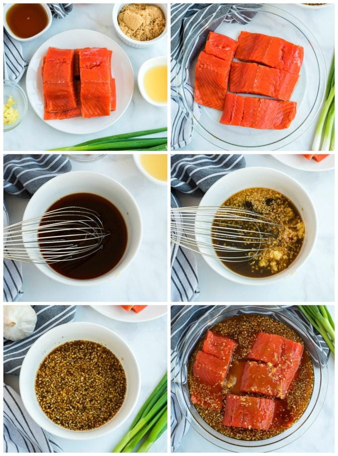 step-by-step images of salmon preparation