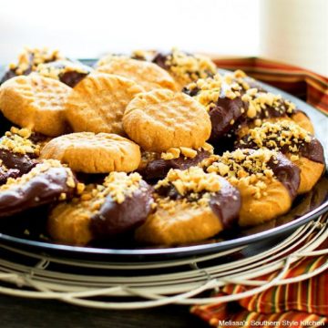Chocolate Dipped Easy Peanut Butter Cookies using 3 ingredients