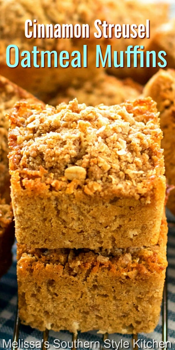 Enjoy bakery-style Cinnamon Streusel Oatmeal Muffins at home #oatmealmuffins #muffinrecipes #oatmealrecipes #oatmeal #sweet #holidaybrunch #holidaybaking #desserts #teatimerecipes #southernrecipes #southernfood