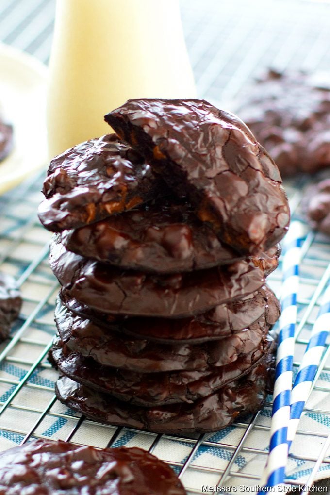 Baked Flourless Chocolate Cookies with milk