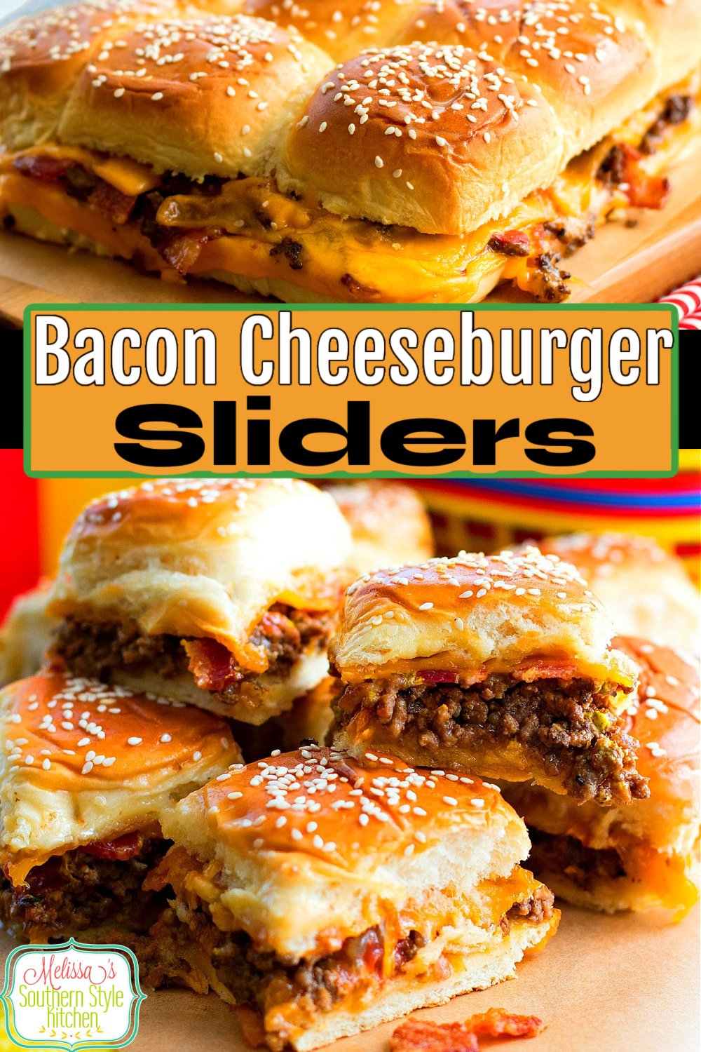 Enjoy these irresistible pull apart Bacon Cheeseburger Hawaiian Sweet Roll Sliders for snacking and casual meals #cheeburgersliders #baconcheeseburgers #cheeseburgers #sliderrecipes #Hawaiiansweetrolls #pullapartrolls #sweetrolls #dinnerideas #tailgating #dinner #southernrecipes #southernfood #easygroundbeefrecipes #dinner via @melissasssk