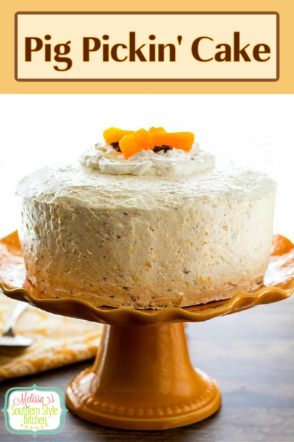 Pig Pickin' Cake is a classic North Carolina dessert featuring mandarin oranges and pineapple. It's often served at picnics, barbecues and for the holidays #pigpickincake #mandarinoranges #orangecakes #cakerecipes #barbecuedesserts #holidayrecipes #desserfts #dessertfoodrecipes #southernfood #southernrecipes