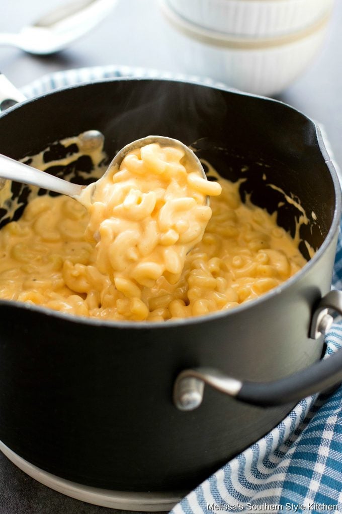 Creamy Stovetop Macaroni and Cheese in a pot