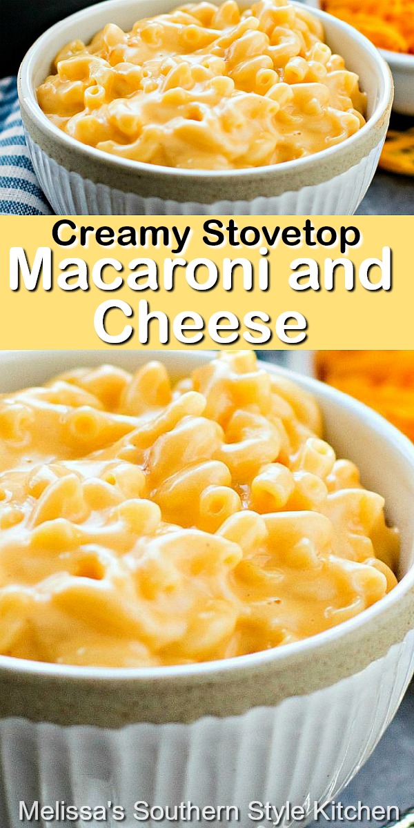 This Creamy Stovetop Macaroni and Cheese requires no oven time at all #macaroniandcheese #macandcheese #cheese #pastarecipes #macaroni #dinner #dinnerideas #southernmacaroniandcheese #southernfood #southernrecipes