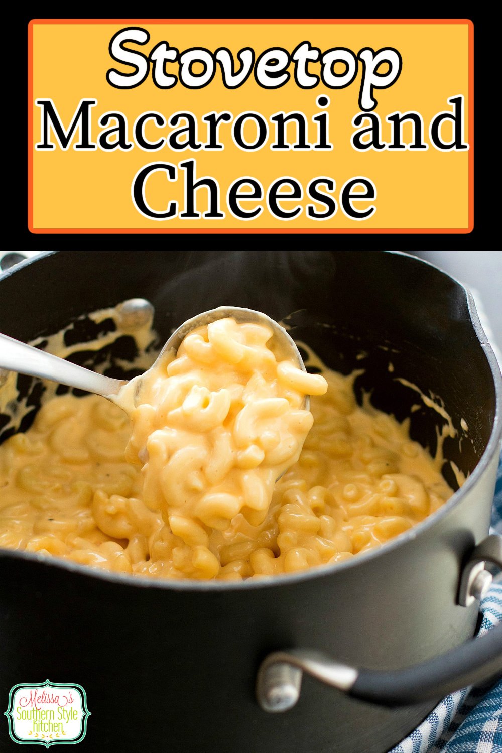 This Creamy Stovetop Macaroni and Cheese requires no oven time at all #macaroniandcheese #macandcheese #cheese #pastarecipes #macaroni #dinner #dinnerideas #southernmacaroniandcheese #southernfood #southernrecipes via @melissasssk