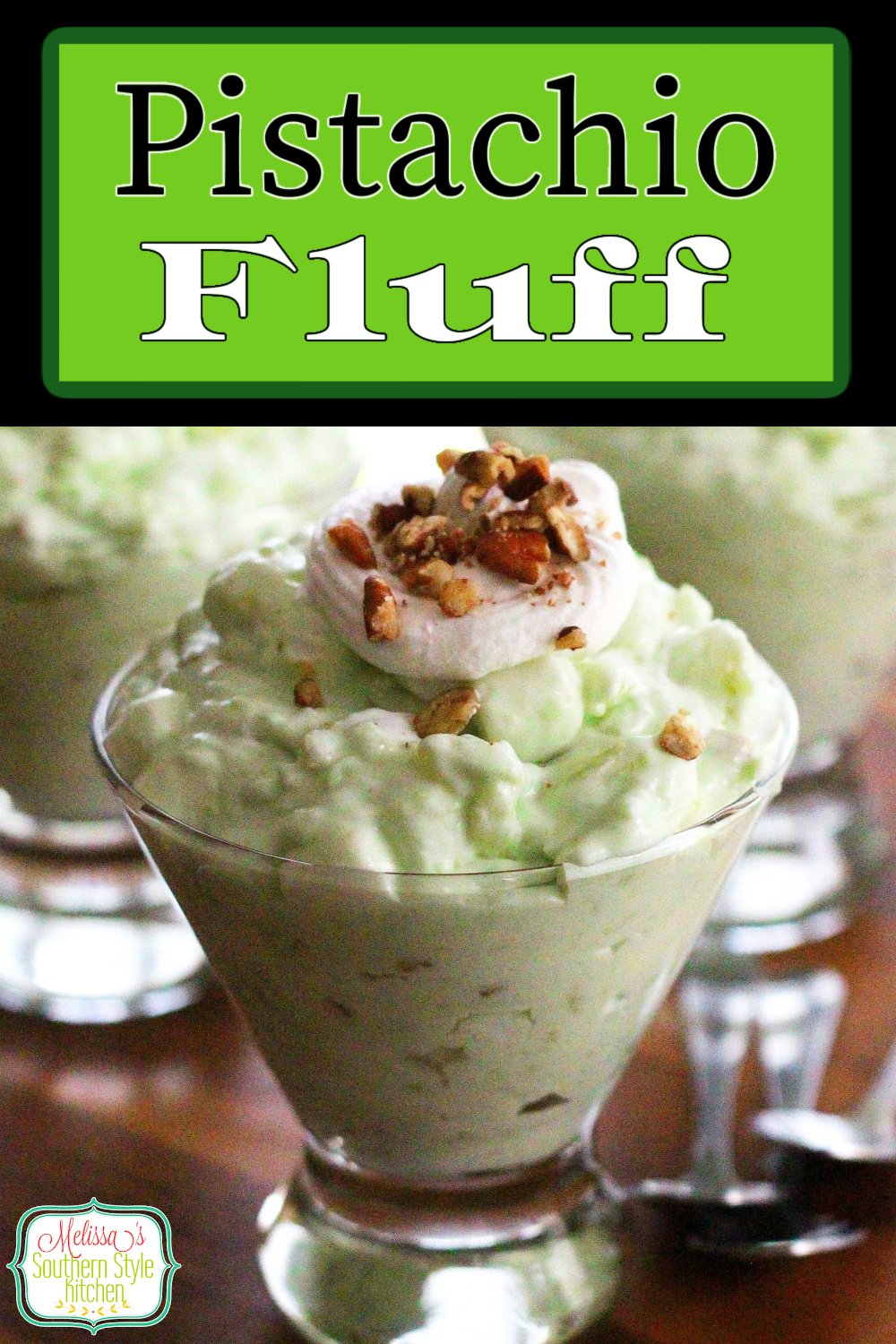 This scrumptious Pistachio Fluff a.k.a. Watergate Salad, is a vintage fruity dessert that you're sure to find yourself making over and over again. #pistachiofluff #fluffrecipes #watergatesalad #nobakedesserts #pistachio #holidayrecipes #desserts #dessertfoodrecipes #southernfood #southernrecipes via @melissasssk