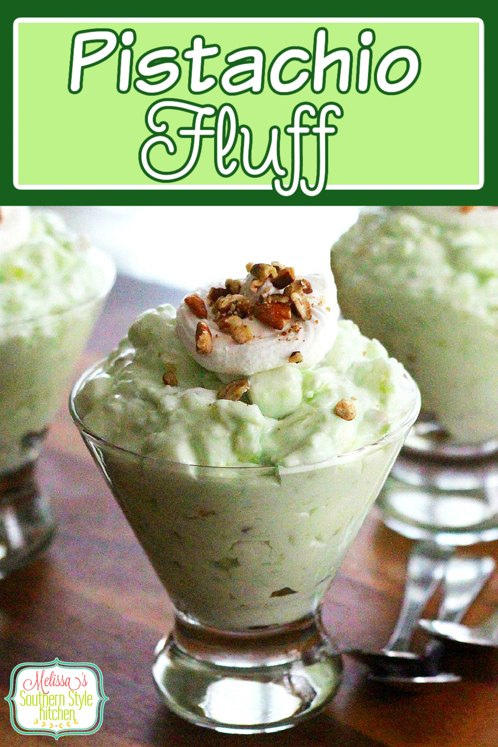 This scrumptious Pistachio Fluff a.k.a. Watergate Salad, is a vintage fruity dessert that you're sure to find yourself making over and over again. #pistachiofluff #fluffrecipes #watergatesalad #nobakedesserts #pistachio #holidayrecipes #desserts #dessertfoodrecipes #southernfood #southernrecipes via @melissasssk