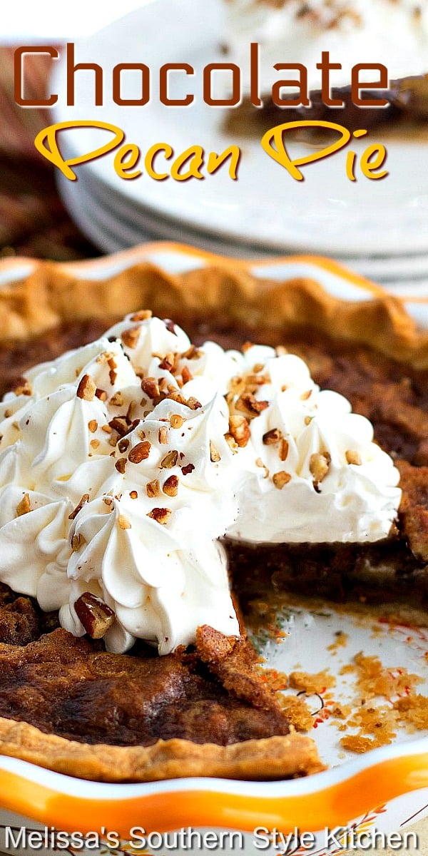 Treat yourself to a piece of this indulgent bourbon infused chocolate chip pecan pie with a scoop of vanilla ice cream #chocolatepecanpie #pierecipes #pecanpie #chocolatechips #southernpecanpie #kentuckyderbydesserts #holidaybaking #holidayrecipes #southernfood #southernrecipes