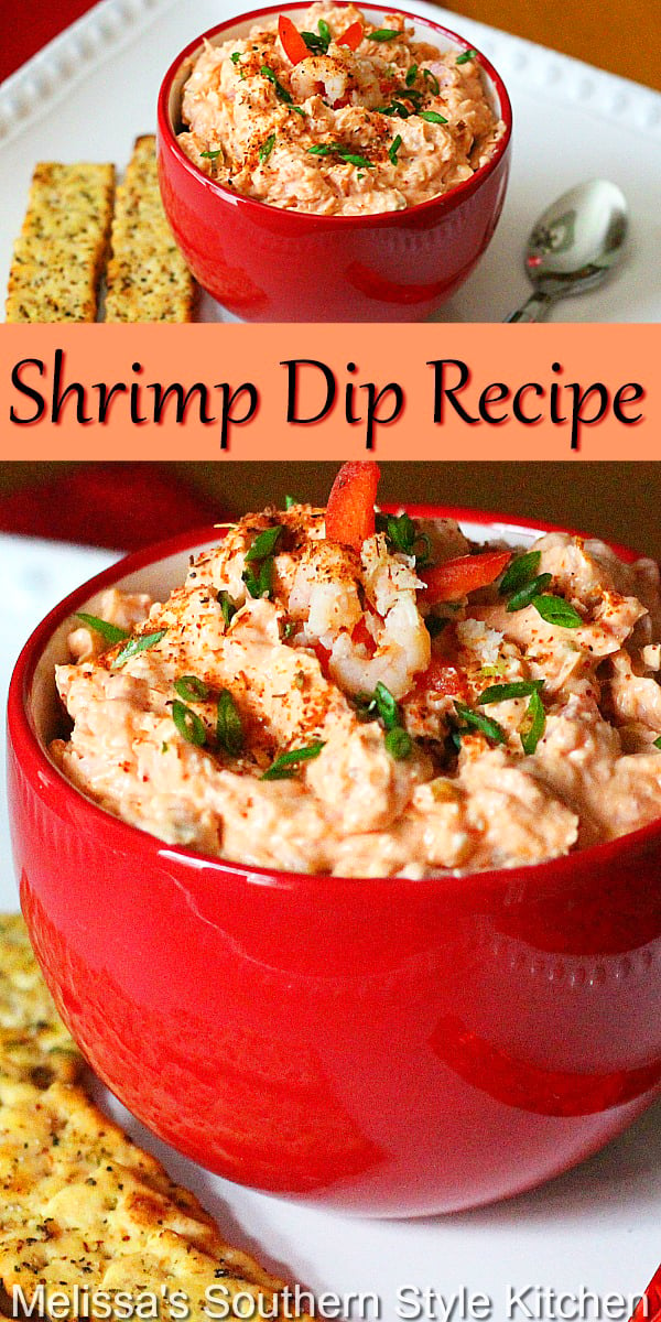 This Shrimp Dip Recipe can be enjoyed as an appetizer with crackers or pita chips or, as a spread for croissants and sandwiches #shrimpdip #shrimpdiprecipe #seafooddip #seafoodrecipes #shrimp #easyrecipes #appetizers #partyfood #holidayrecipes #southernrecipes #southernfood