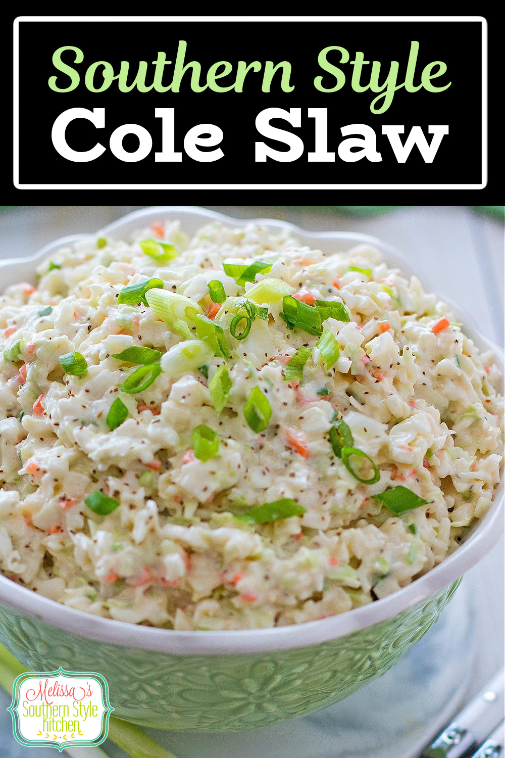 Enjoy this slaw atop hot dogs, with beef or pork barbecue, fried chicken or as a side dish with pinto beans and corn bread #southerncoleslaw #southernstylecoleslaw #coleslaw #coleslawrecipe #sidedishrecipes #salads #cabbagerecipes #easyrecipes #southernrecipes #southernfood
