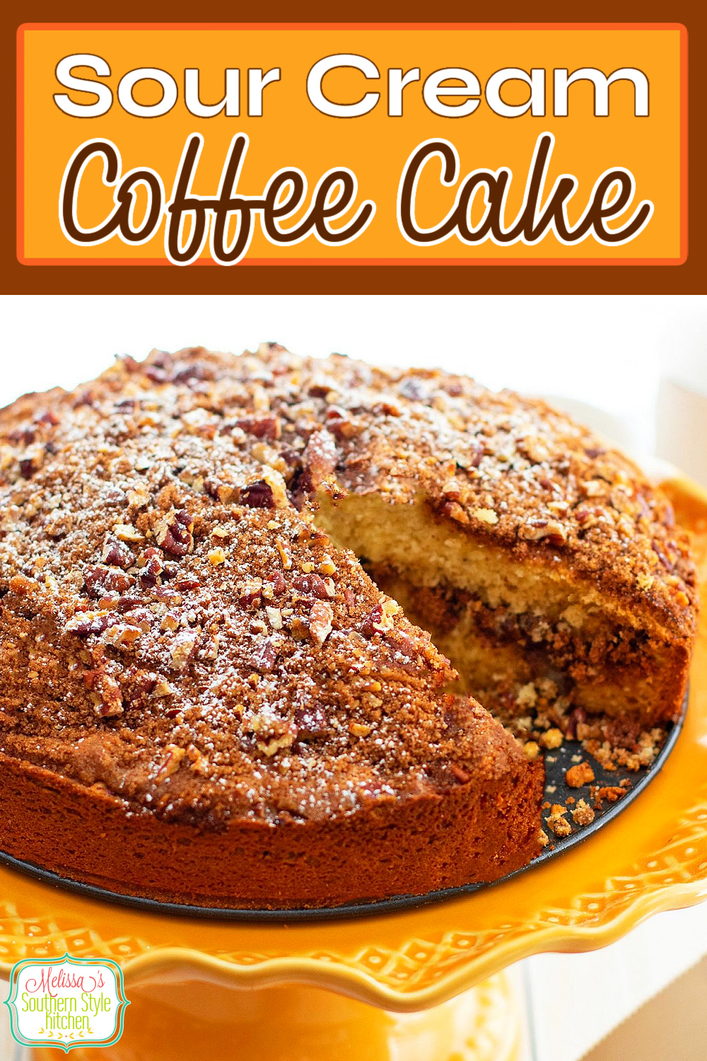 This Sour Cream Coffee Cake is the perfect excuse to have cake for breakfast! #coffeecake #sourcreamcoffeecake #cakerecipes #breakfast #brunch #southernfood #southernrecipes #desserts #dessertfoodrecipes via @melissasssk