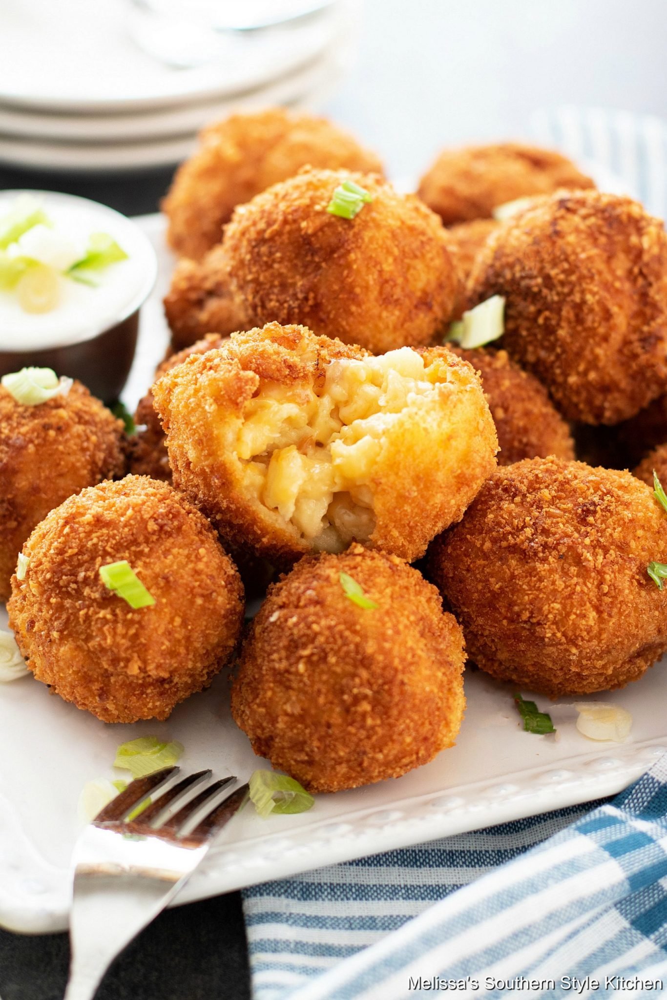 Fried Mac and Cheese Balls on a plate 