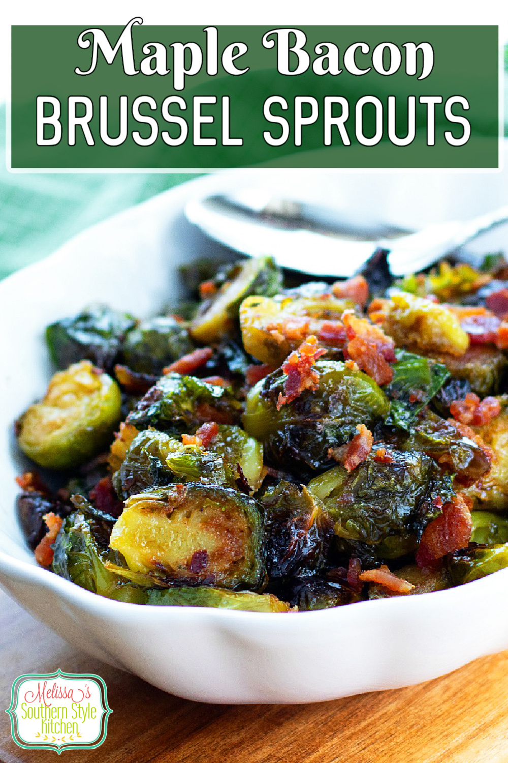 These Maple Bacon Brussel Sprouts are oven roasted until sweet and caramelized #brusselssprouts #brusselsprouts #roastedvegetables #maplebacon #bacon #maplesyrup #easyrecipes #thanksgiving #christmas #holidaysidedishes #holidayrecipes via @melissasssk