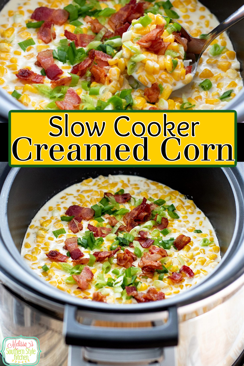 Five minutes to prep and the slow cooker does the rest #slowcookercreamedcorn #creamedcorn #corn #creamcorn #cornrecipes #creamedcornwithbacon #bacon #holidayrecipes #holidaysidedishes #thanksgivingrecipes #christmasrecipes #easterrecipes #southernfood #southernrecipes #dinnerideas #crockpotrecipes #slowcookerrecipes #slowcookercreamedcorn via @melissasssk