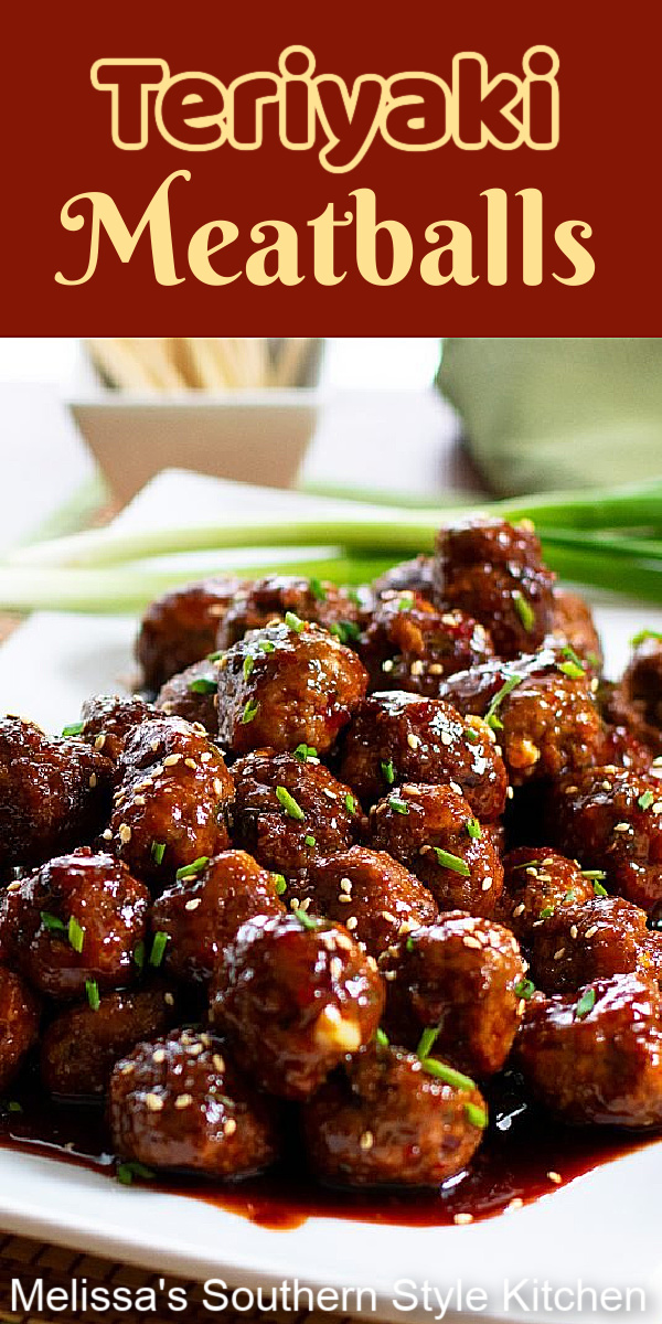 These better than takeout sweet and spicy Teriyaki Meatballs can be served as an appetizer or over rice as an entree #teriyakimeatballs #meatballrecipes #bestmeatballsrecipes #Asianfood #Asianmeatballs #teriyakisauce #appetizers #dinnerideas #dinner #tailgating #partyfood #southernrecipes #southernfood