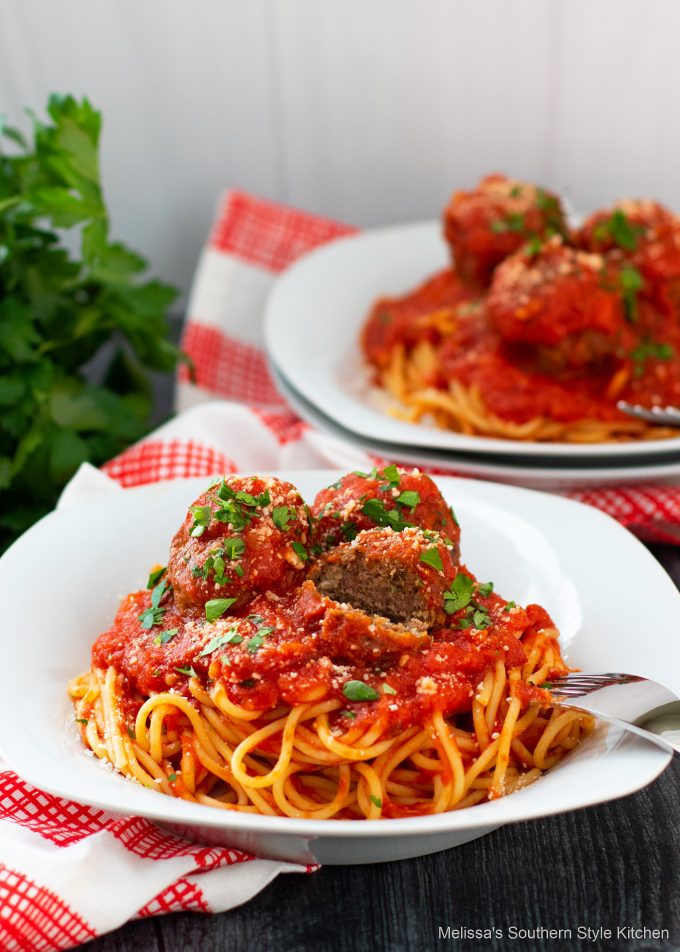 plated Spaghetti and Meatballs 