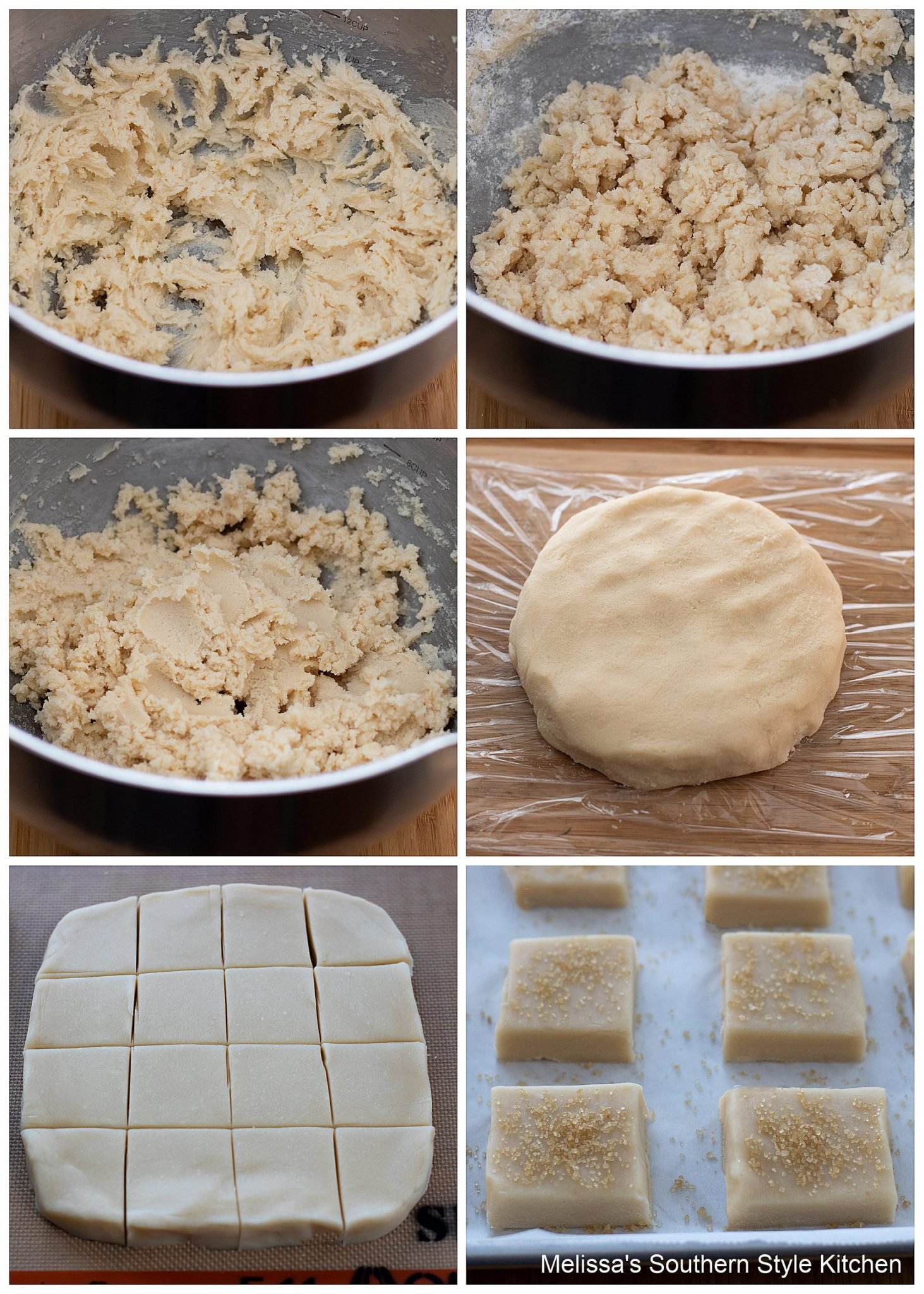 step-by-step preparaion images and ingredients for shortbread