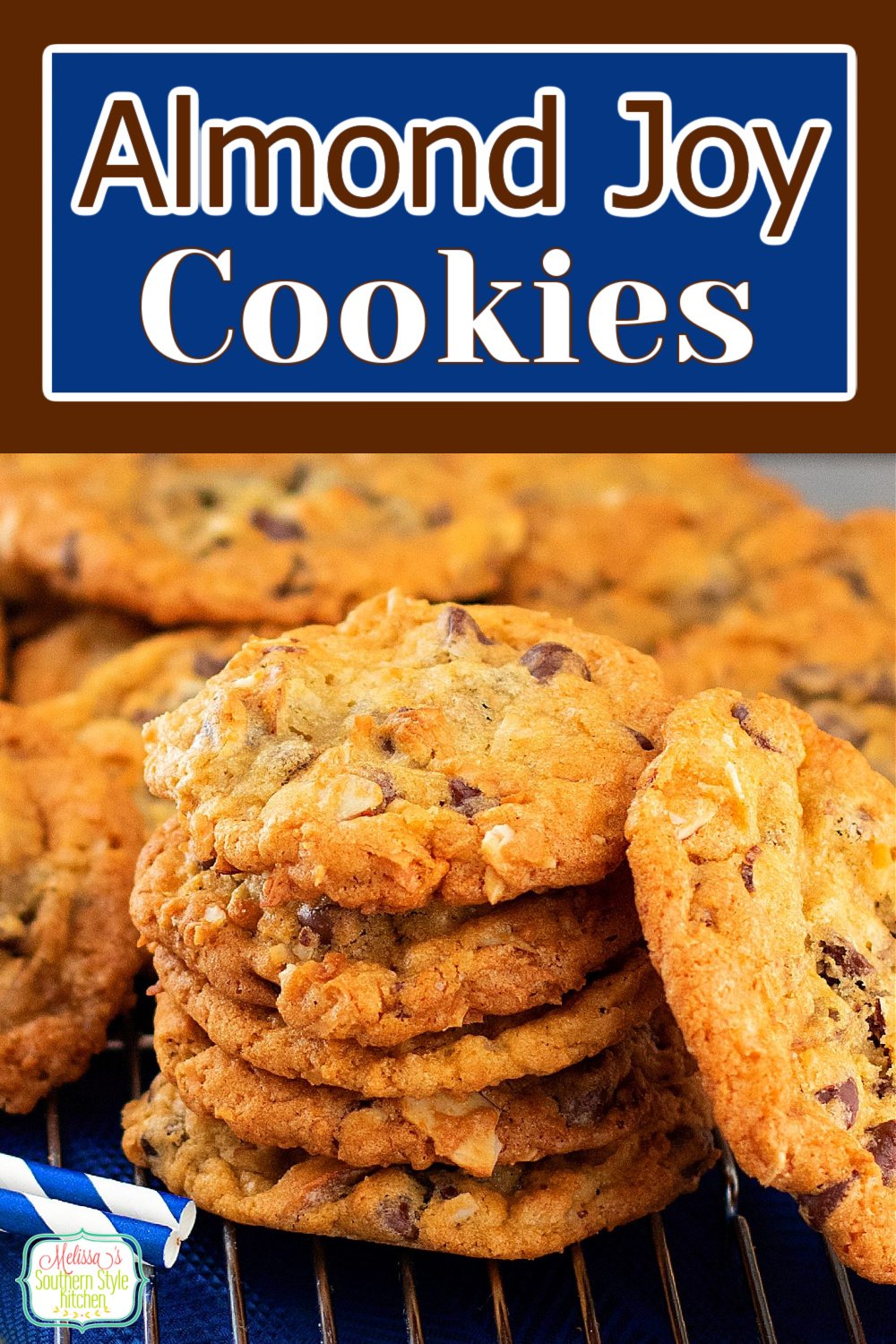 The flavors in these buttery made from scratch cookies were inspired by Almond Joy candy bars #almondjoycookies #cookies #cookierecipes #holidaybaking #christmascookies #southernrecipes #chocolatechipcookies #bestcookierecipes via @melissasssk