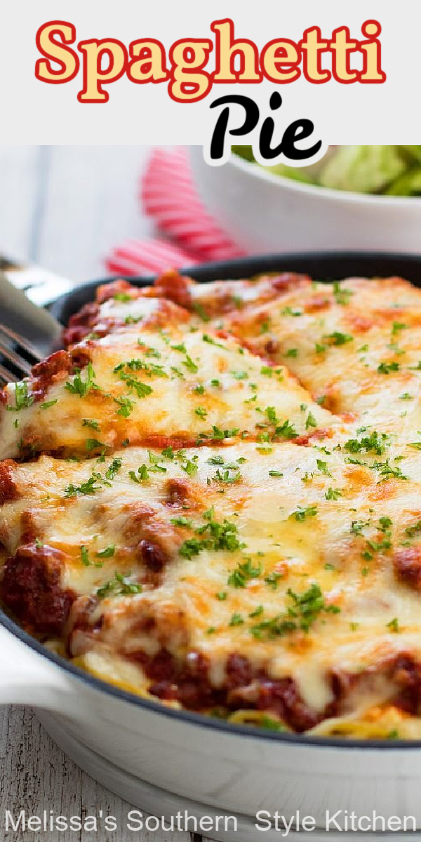 Make this spaghetti pie for a weekday Italian feast #spaghetti #spaghettirecipes #spaghettisauce #pasta #dinner #dinnerideas #southernrecipes #easygroundbeefrecipes #southernfood