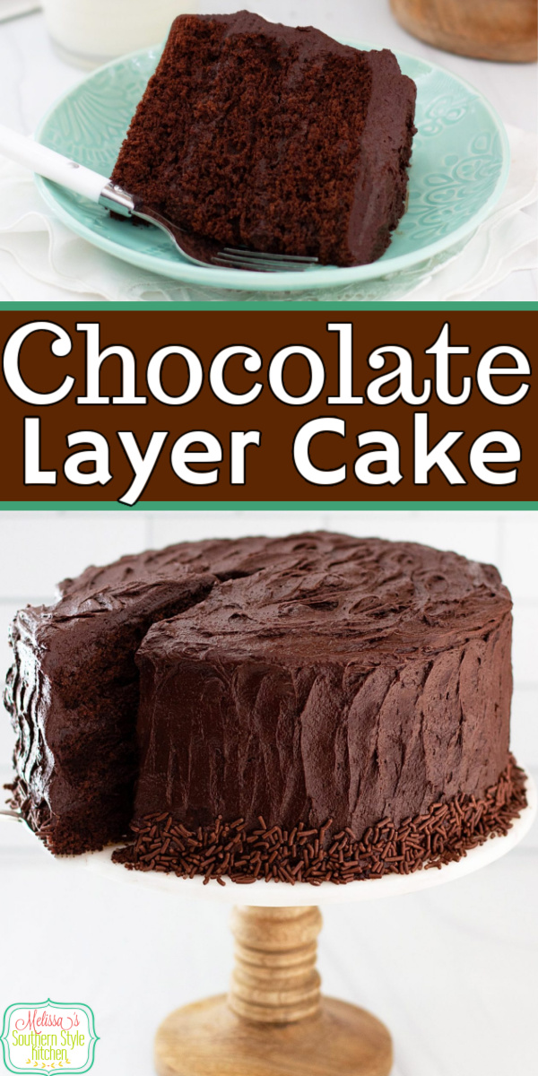 This made from scratch Best Chocolate Cake Recipe will turn any occasion into something special #chocolatecake #chocolatelayercake #chocolatefrostingrecipe #bestchocolatecake #cakerecipes #sourcreamfrosting #southerndesserts #desserts #dessertfoodrecipes #birthdaycake via @melissasssk