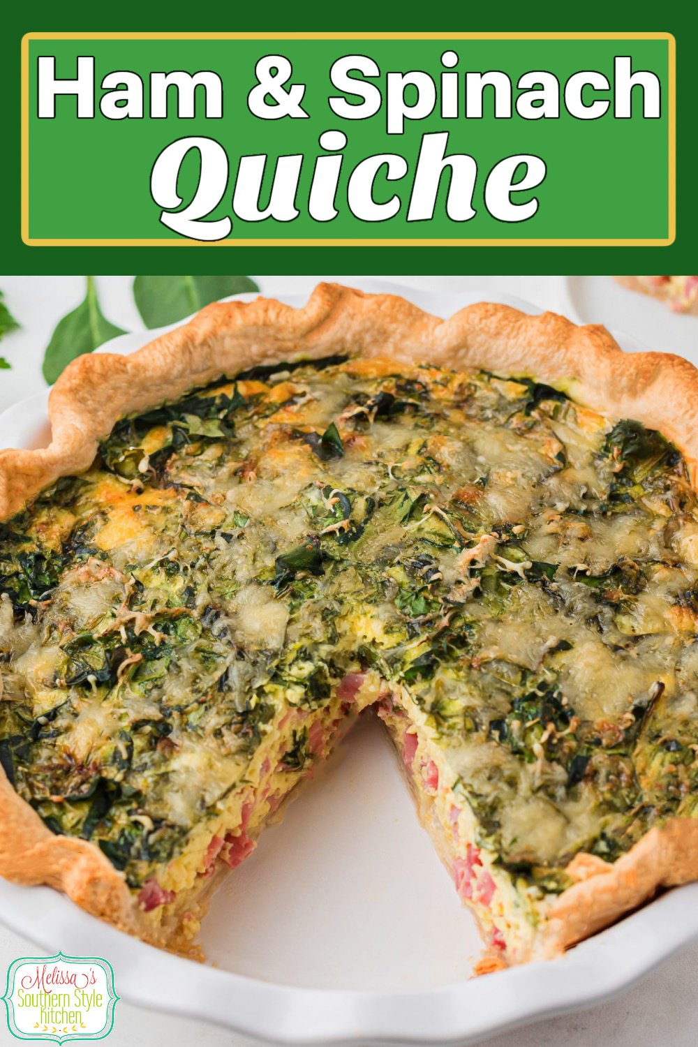 Start your day with this flavorful Ham and Spinach Quiche #spinachquiche #hamandspinachquiche #bestquicherecipes #leftoverhamrecipes #ham #spinachrecipes #quiche #brunch #breakfast #lunch #holidaybrunch #southernfood #southernrecipes via @melissasssk