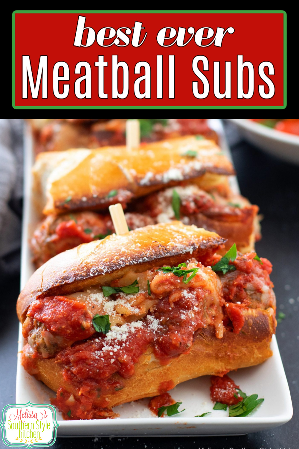 These Meatball Subs are ideal for casual meals and game day snacking #meatballsubs #meatballs #Italiansubs #easygroundbeefrecipes #dinner #snackrecipes #subs #frenchbread #southernrecipes via @melissasssk