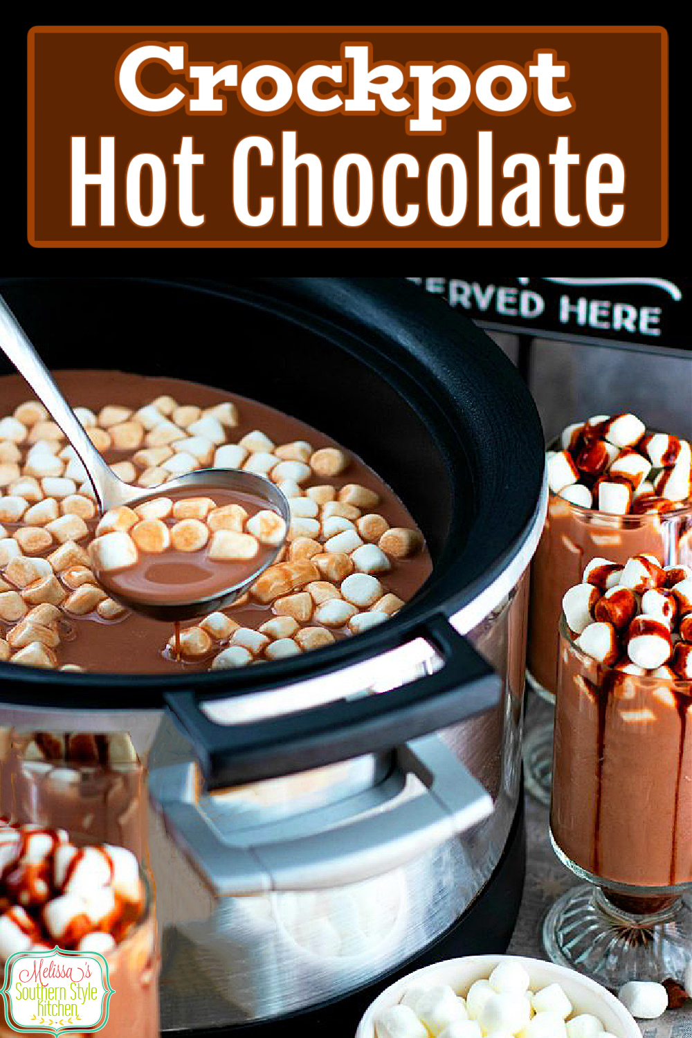 Enjoy a steamy cup of this Crockpot Hot Chocolate for a chilly day sweetfix #hotchocolate #crockpothotchocolate #slowcookerhotchocolate #hotcocoarecipes #chocolaterecipes #drinks #southernecipes