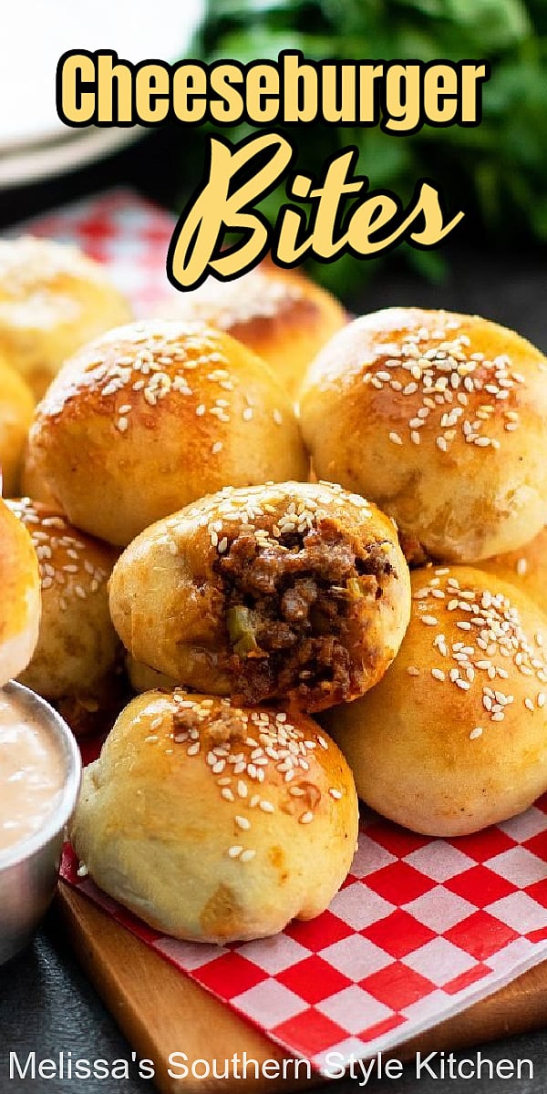 Skip the bun, and enjoy these winning Cheeseburger Bites for casual meals and game day snacks #cheeseburgers #cheeseburgerbites #easyappetizerrecipes #hamburgerrecipes #snacks #southernrecipes #gamedayrecipes #easygroundbeefrecipes